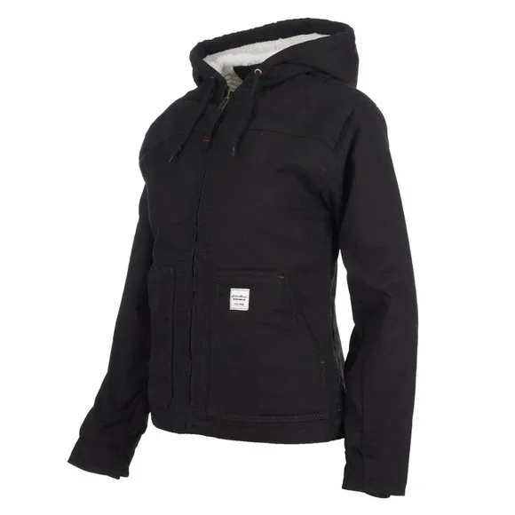 Eddie Bauer Womens Black Hooded Bomber Jacket/NWT/Size L - Picture 2 of 9